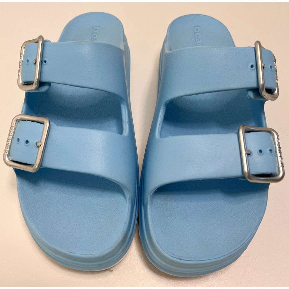 J/Slides Simply B Platform Slides in Sky Blue. Size 8. - Picture 2 of 8